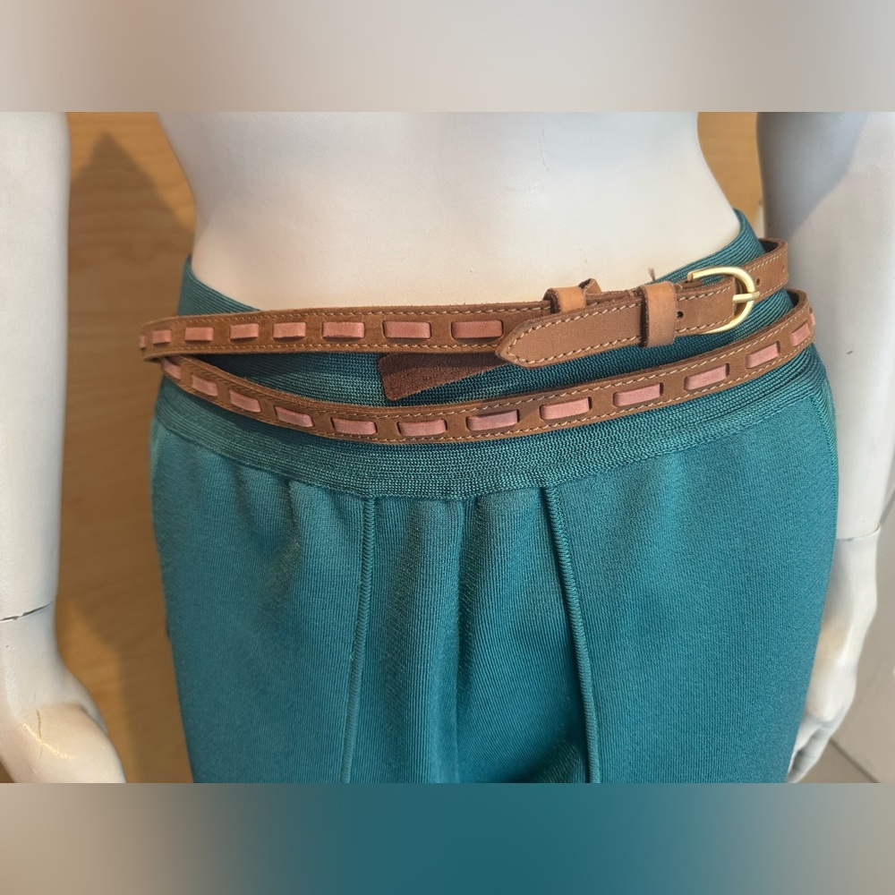 Brown and Pink genuine leather Belt